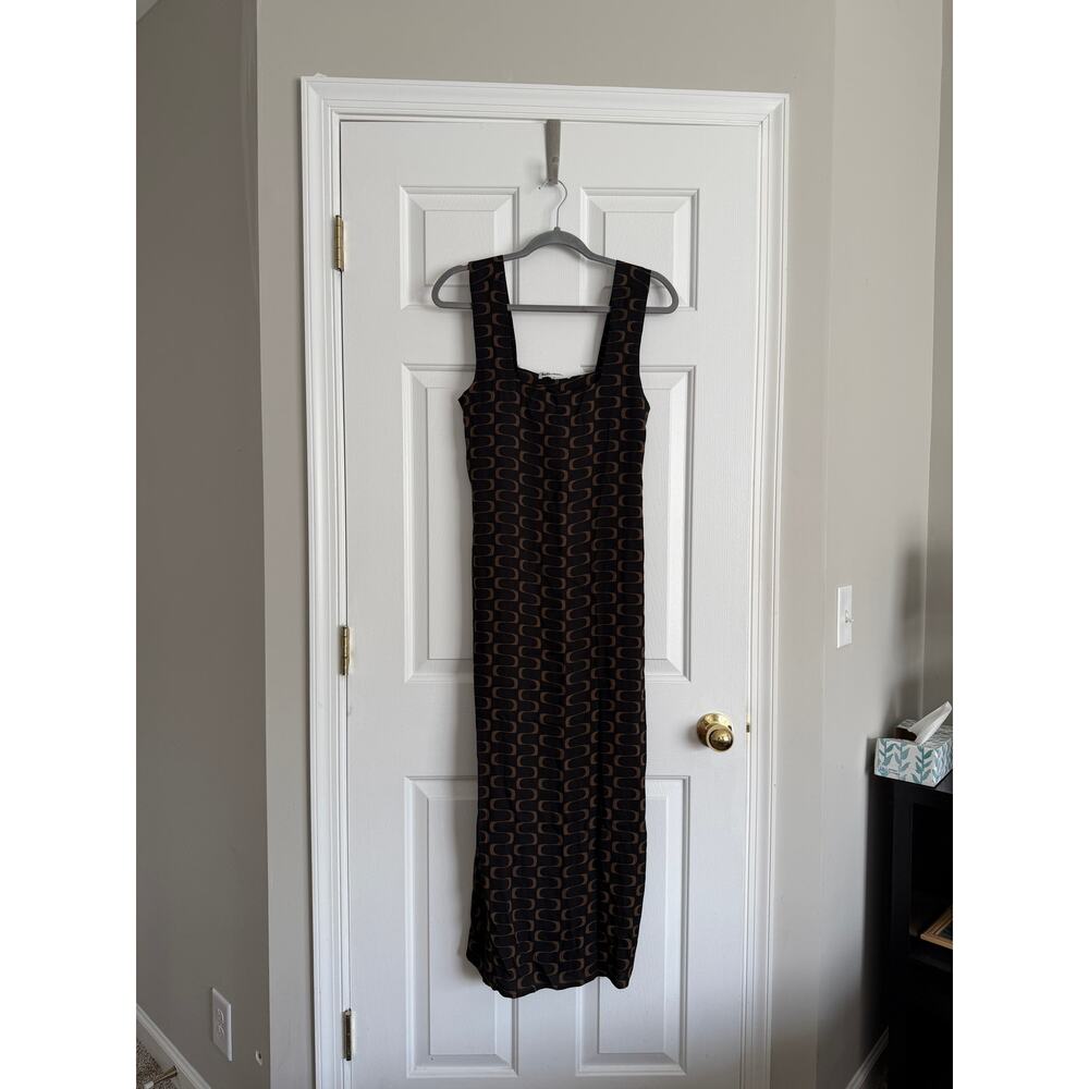 Reformation Black Column with Brown Details Vea Dress in Linguini